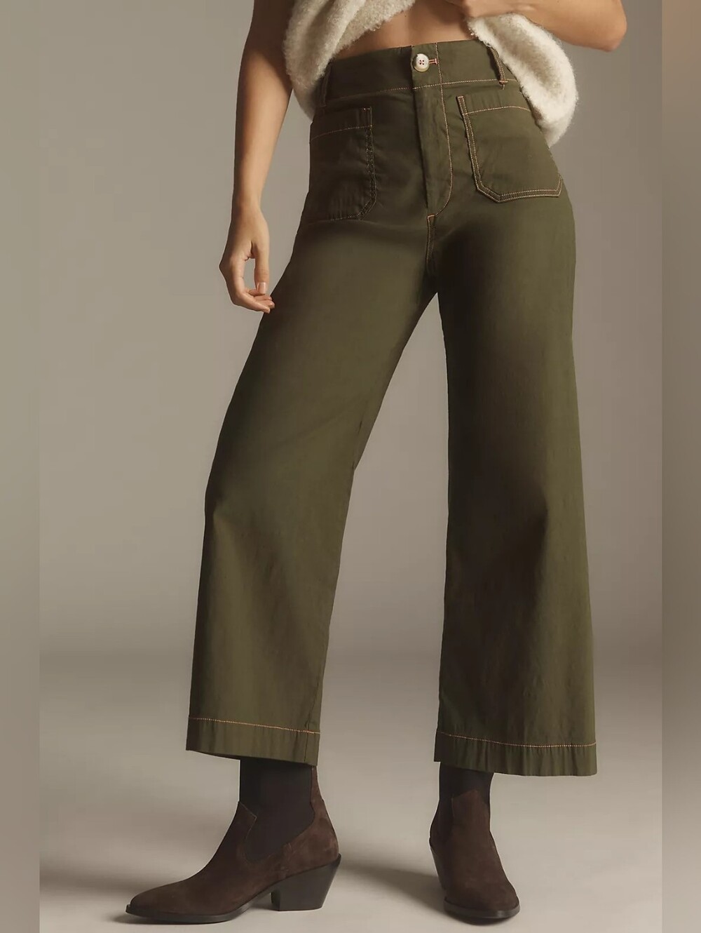 Maeve The Colette Crop Wide-Leg Pants: Contrast-Stitch Edition 24 Magic Fabric